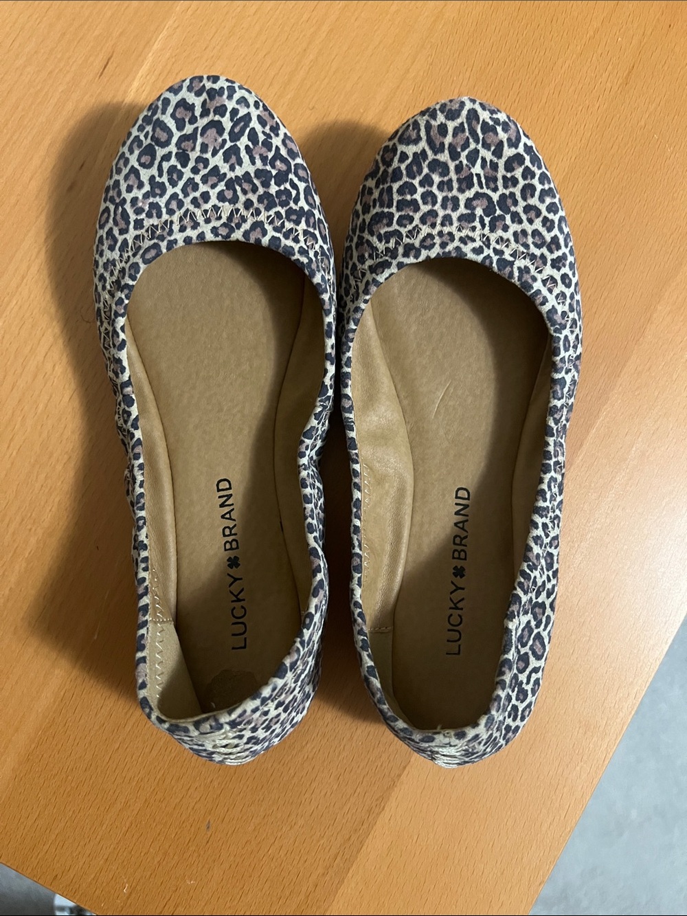 Lucky Brand Leopard Print Flats in Black and Tan